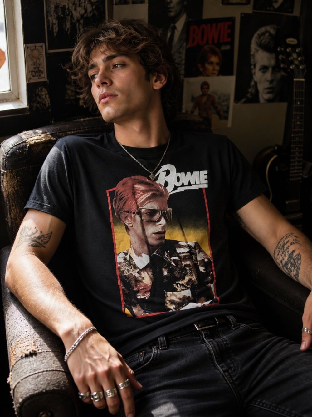 DAVID BOWIE Band Tee XS Black Graphic T-Shirt Vintage Style Rock Punk Y2K Skater